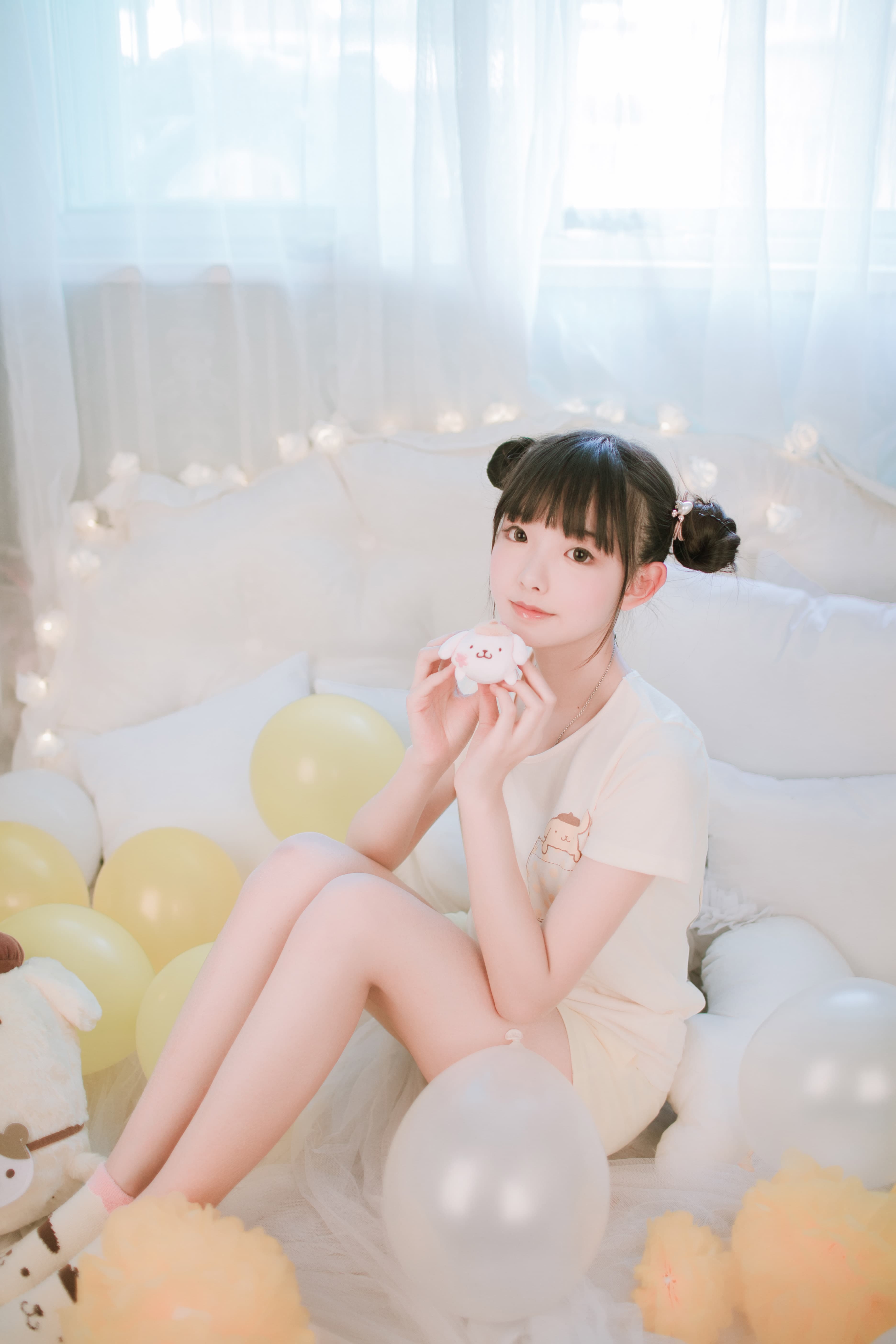 Side shot of someone nuzzling a stockinged ankle with soft, affectionate hands